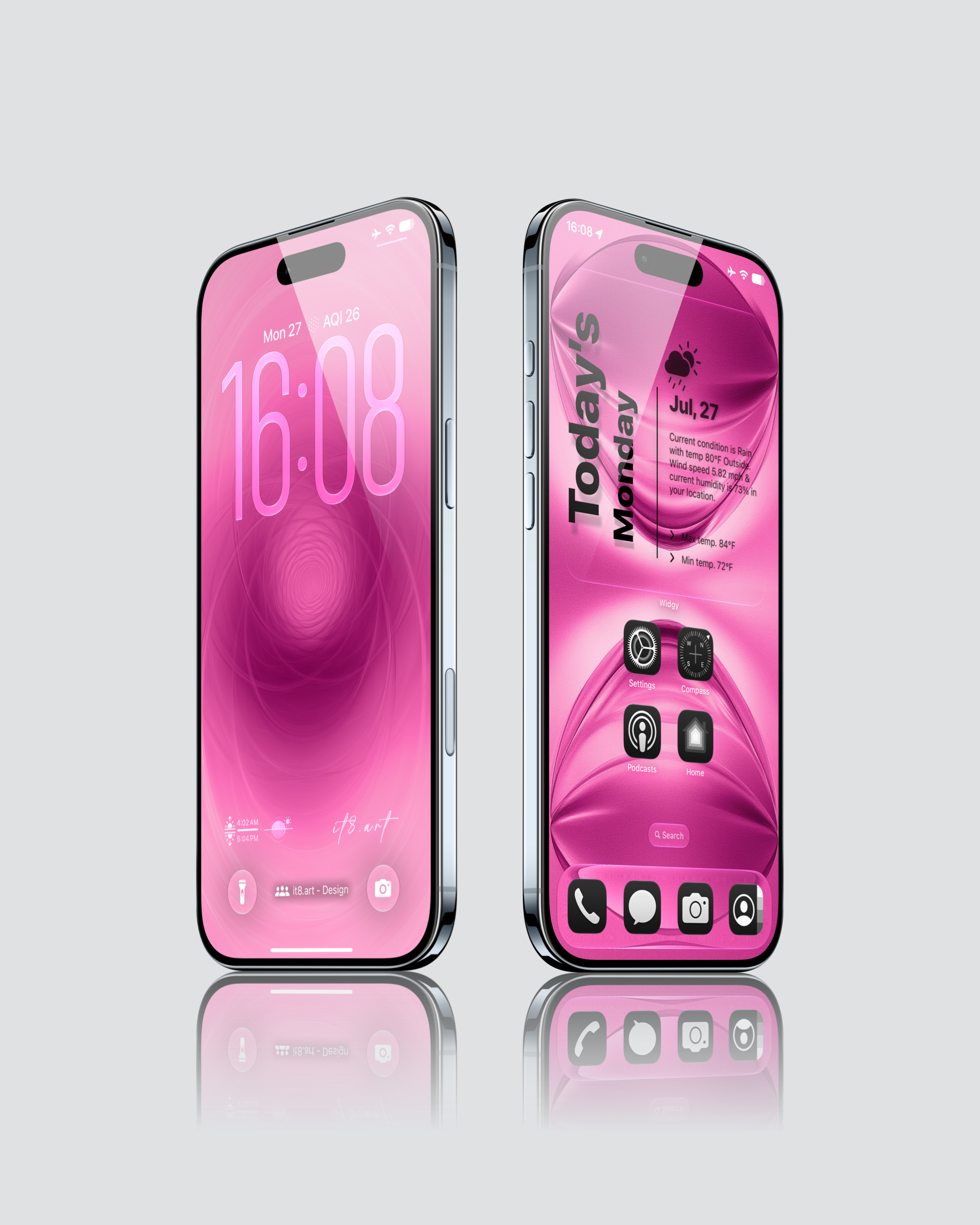 Futuristic pink swirl iPhone wallpaper with glowing curves