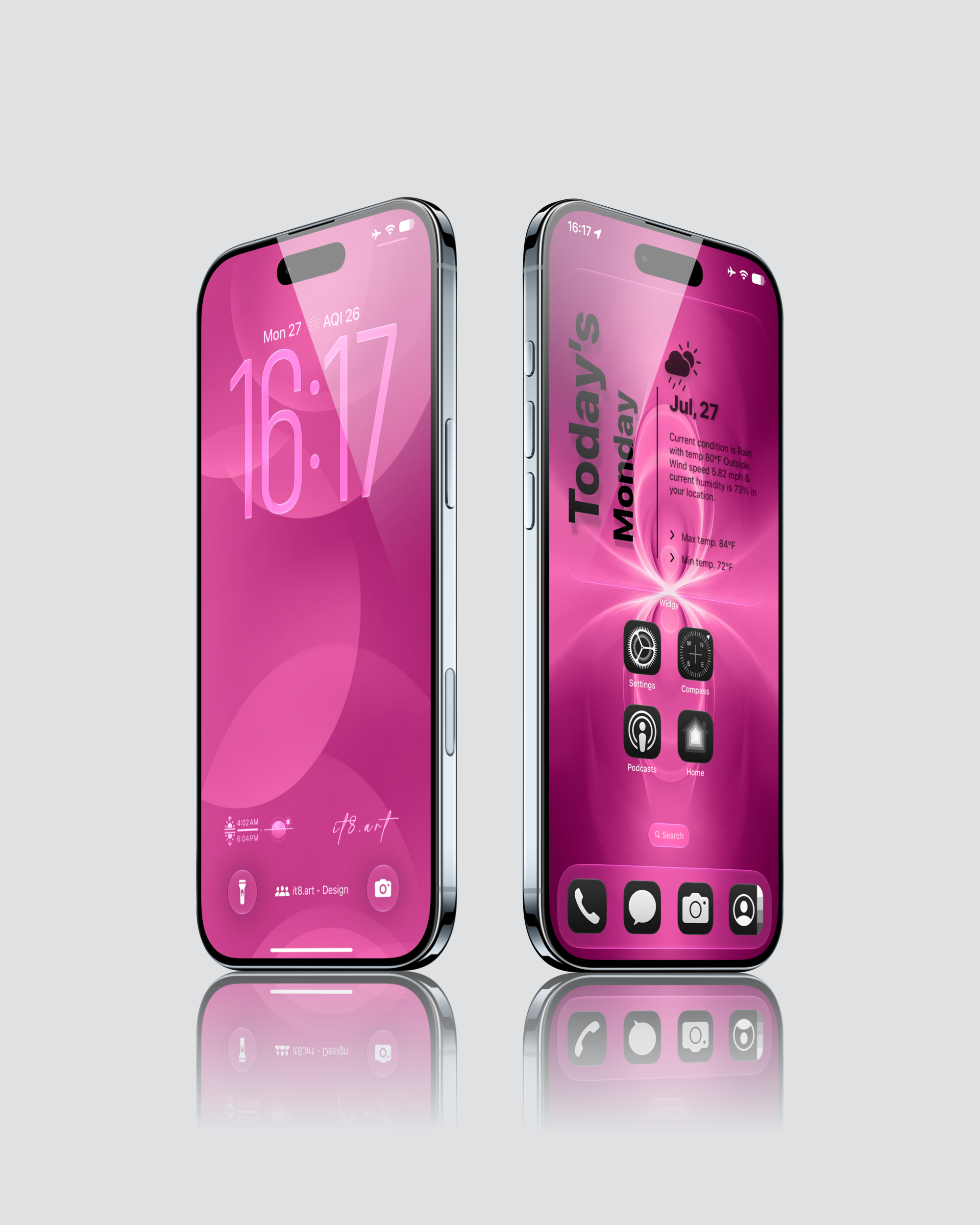 Pink gradient iPhone wallpaper with elegant light wave design
