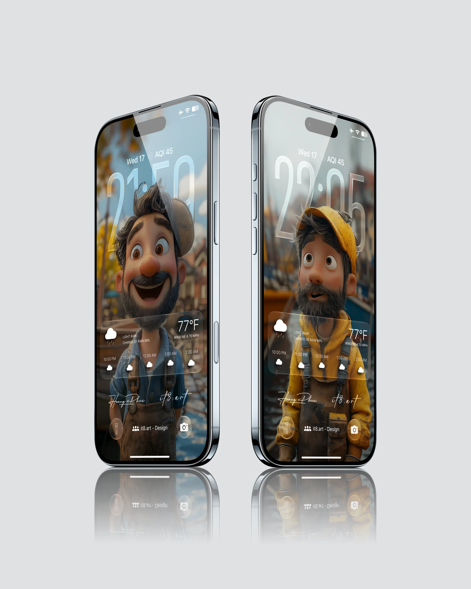 Cartoon Fisherman Dockside iPhone Wallpaper Pack - Image 3