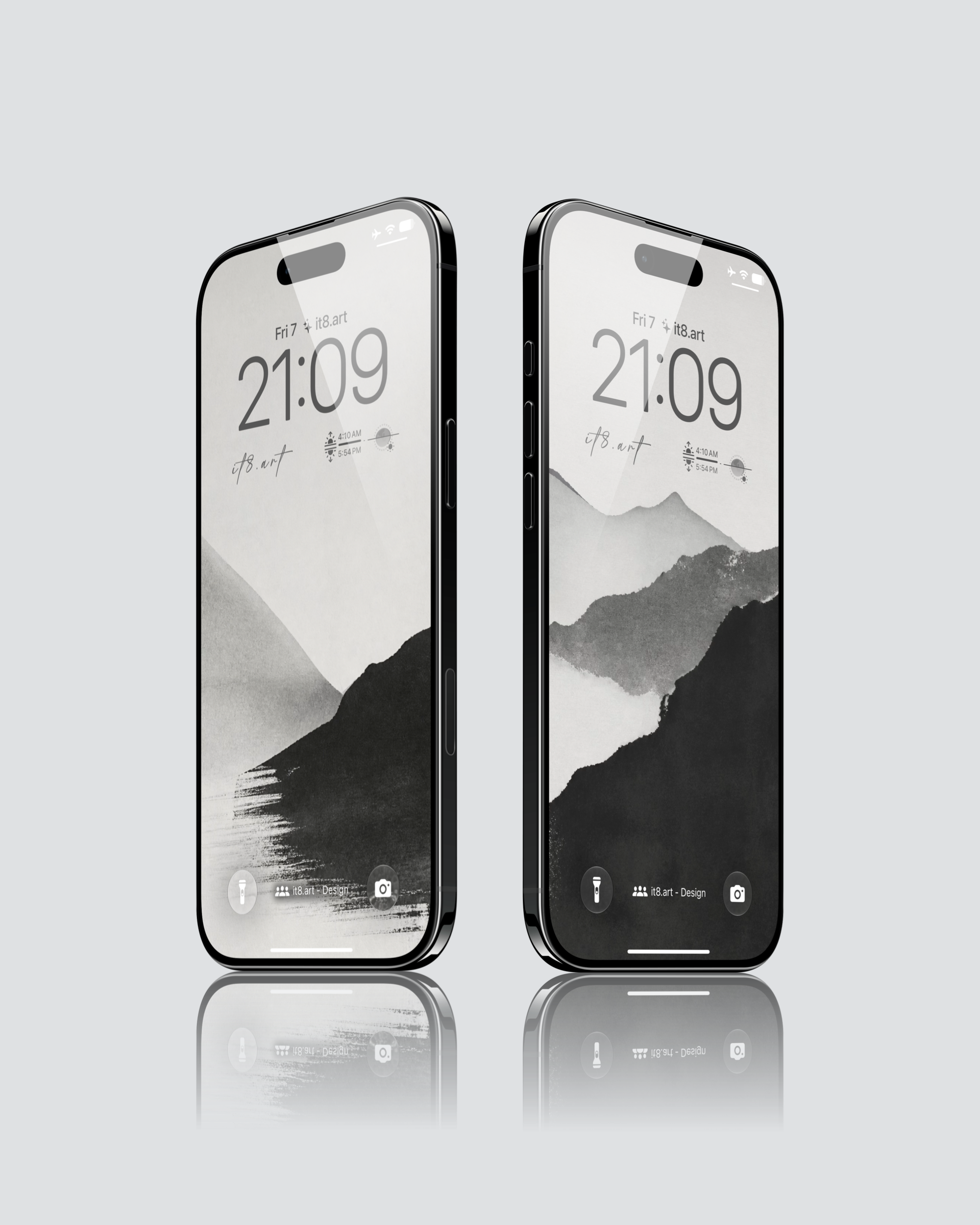 Dark Ink Landscape Artwork iPhone Wallpaper