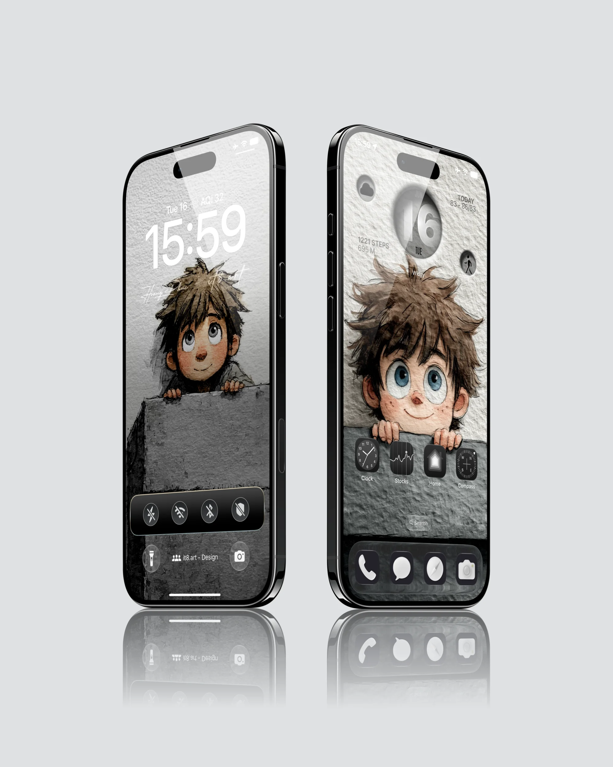 Cute Peeking Boy iPhone Wallpaper Pack - Image 2