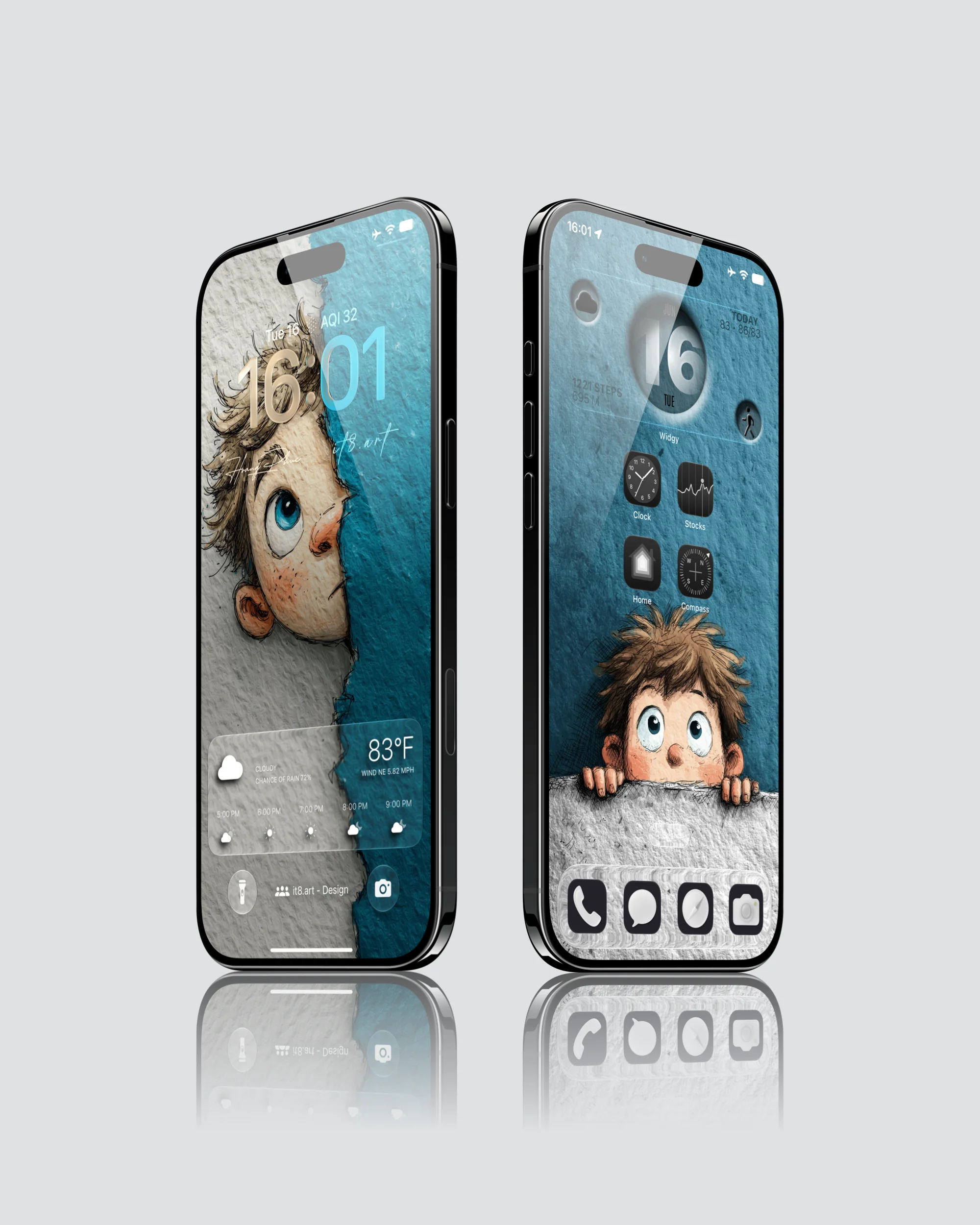 Cute Peeking Boy iPhone Wallpaper Pack - Image 3