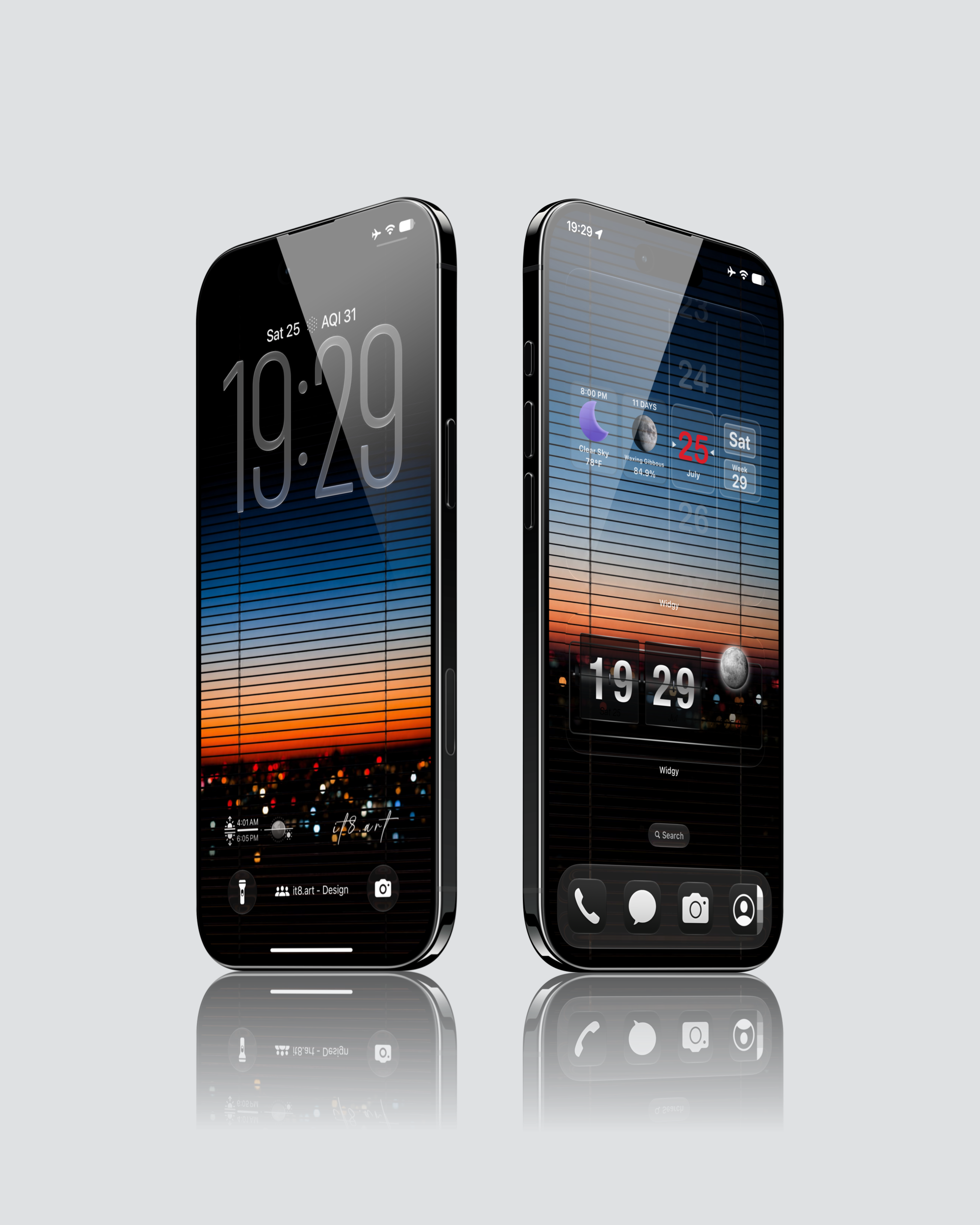 Sunset Grid Reflection Wallpaper