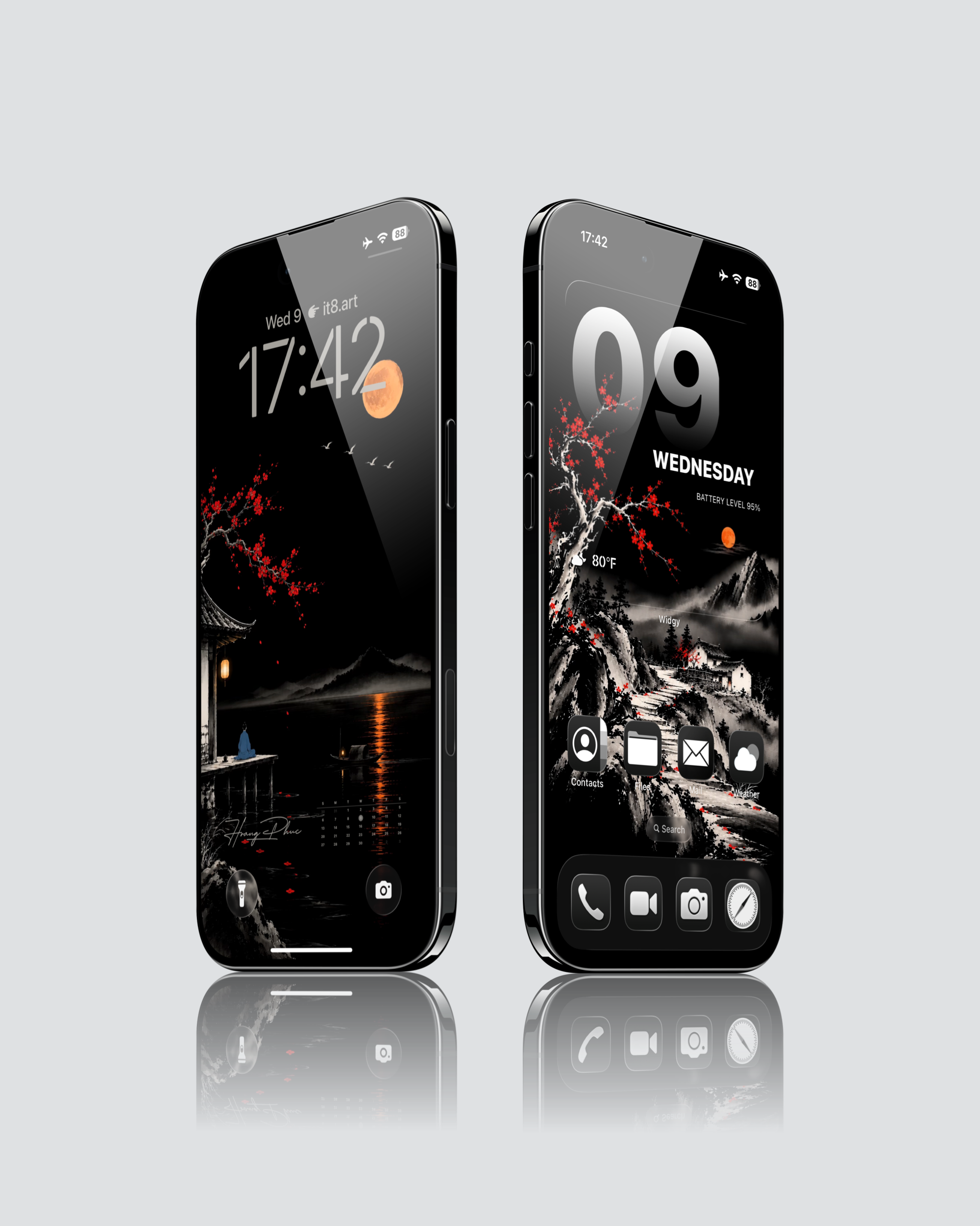 Dark Ink Landscape iPhone Wallpaper