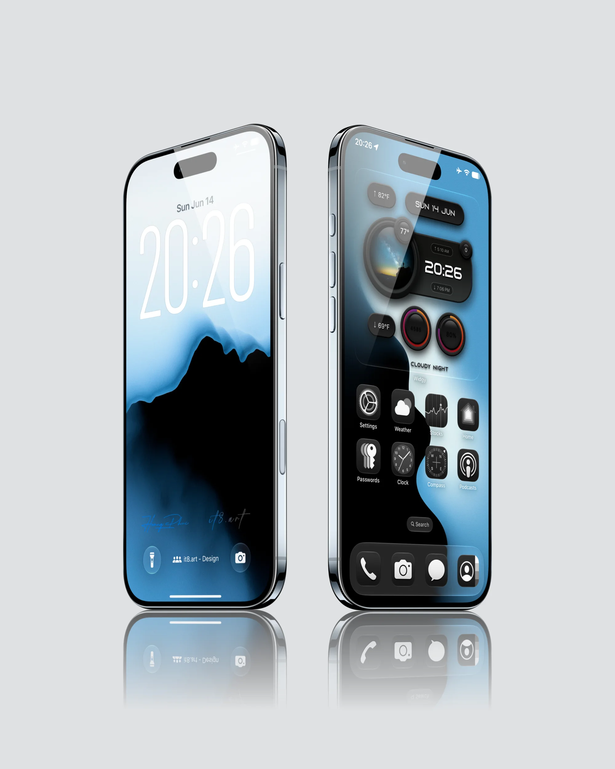 Teal Blue Abstract iPhone Wallpaper 4K Pack - iOS screen product by it8.art