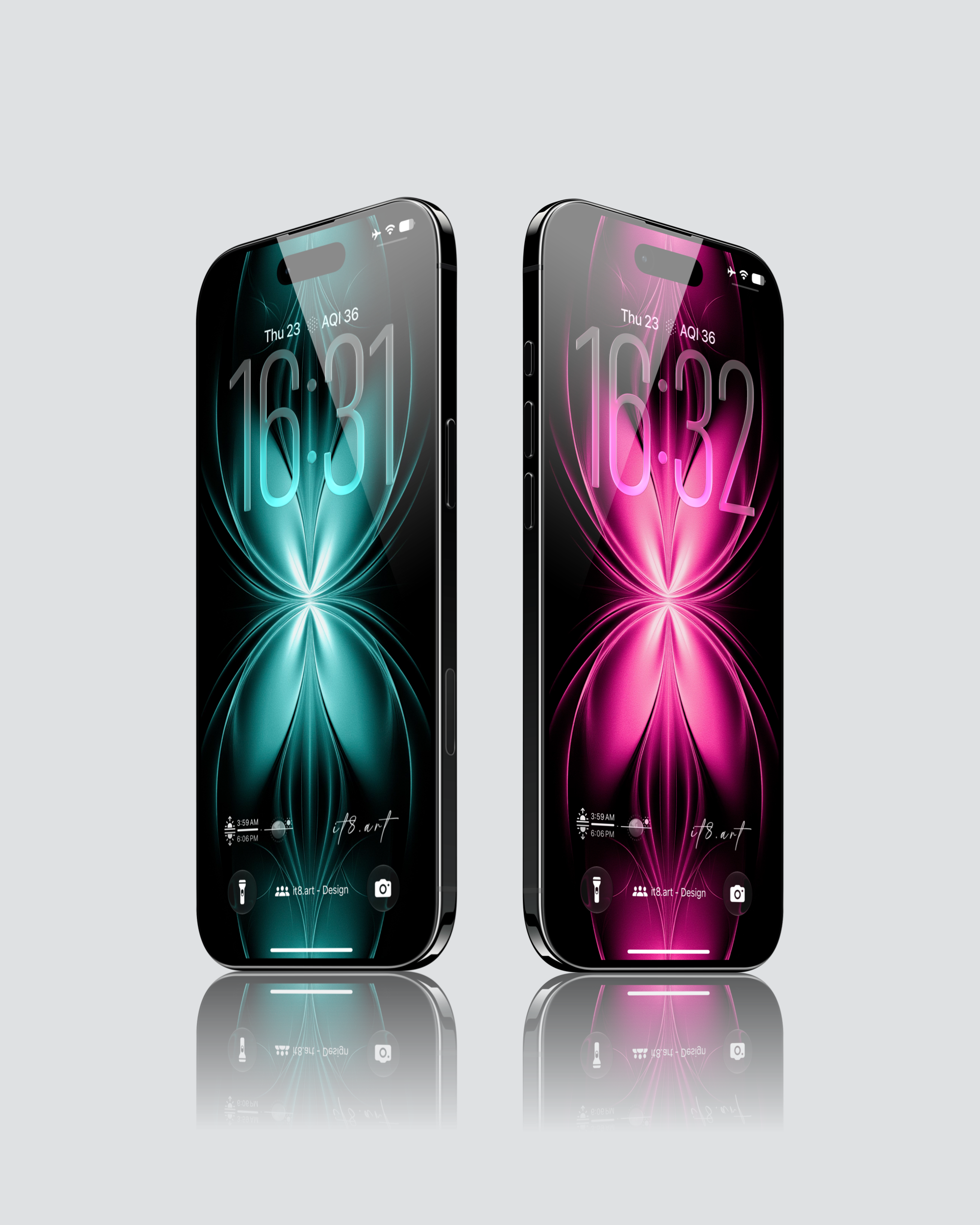 iPhone 4K Lock Screen Wallpaper Cyan Pink Futuristic Abstract Glow