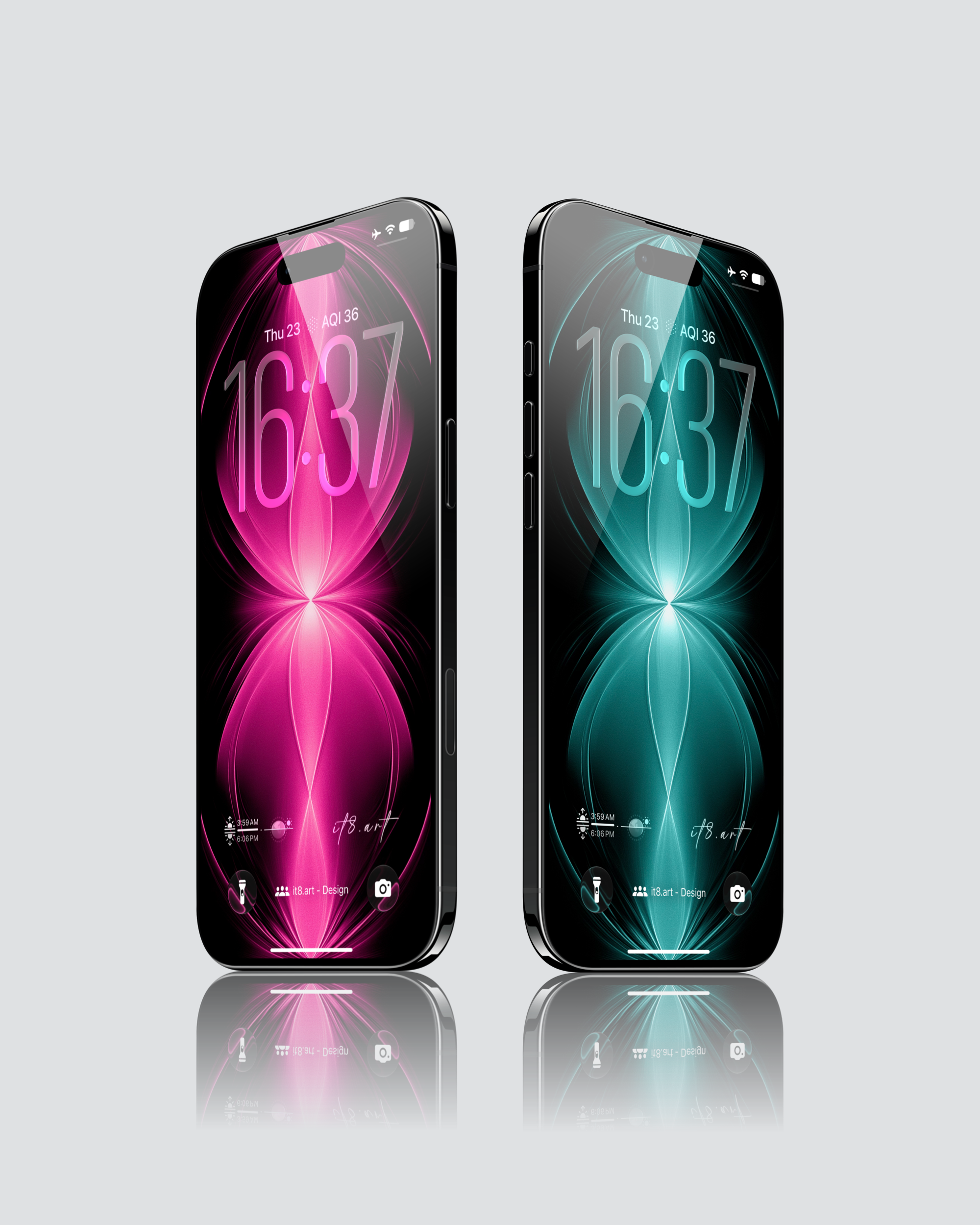 iPhone 4K Lock Screen Wallpaper Pink Cyan Neon Aurora Glow