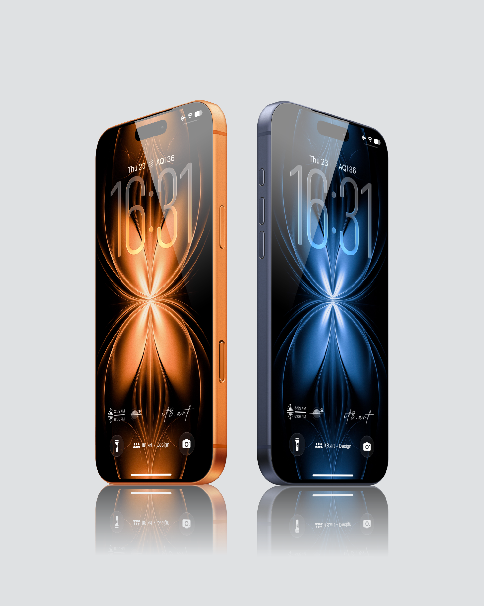 iPhone 4K Lock Screen Wallpaper Titanium Blue Orange Abstract Light Effect