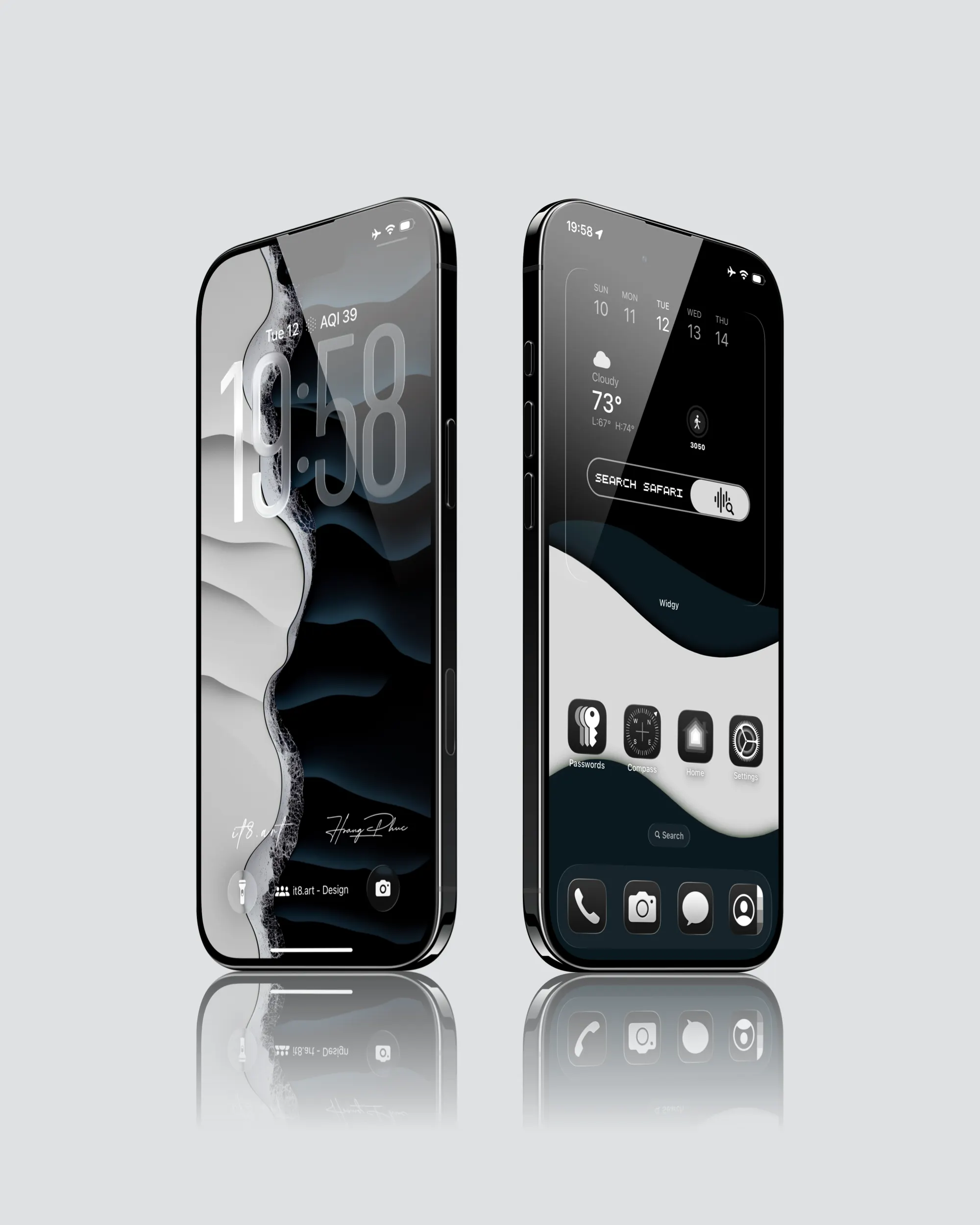 iPhone 4K Wallpaper Widget Pack – Dark Multicolor Waves iOS Theme - Image 2