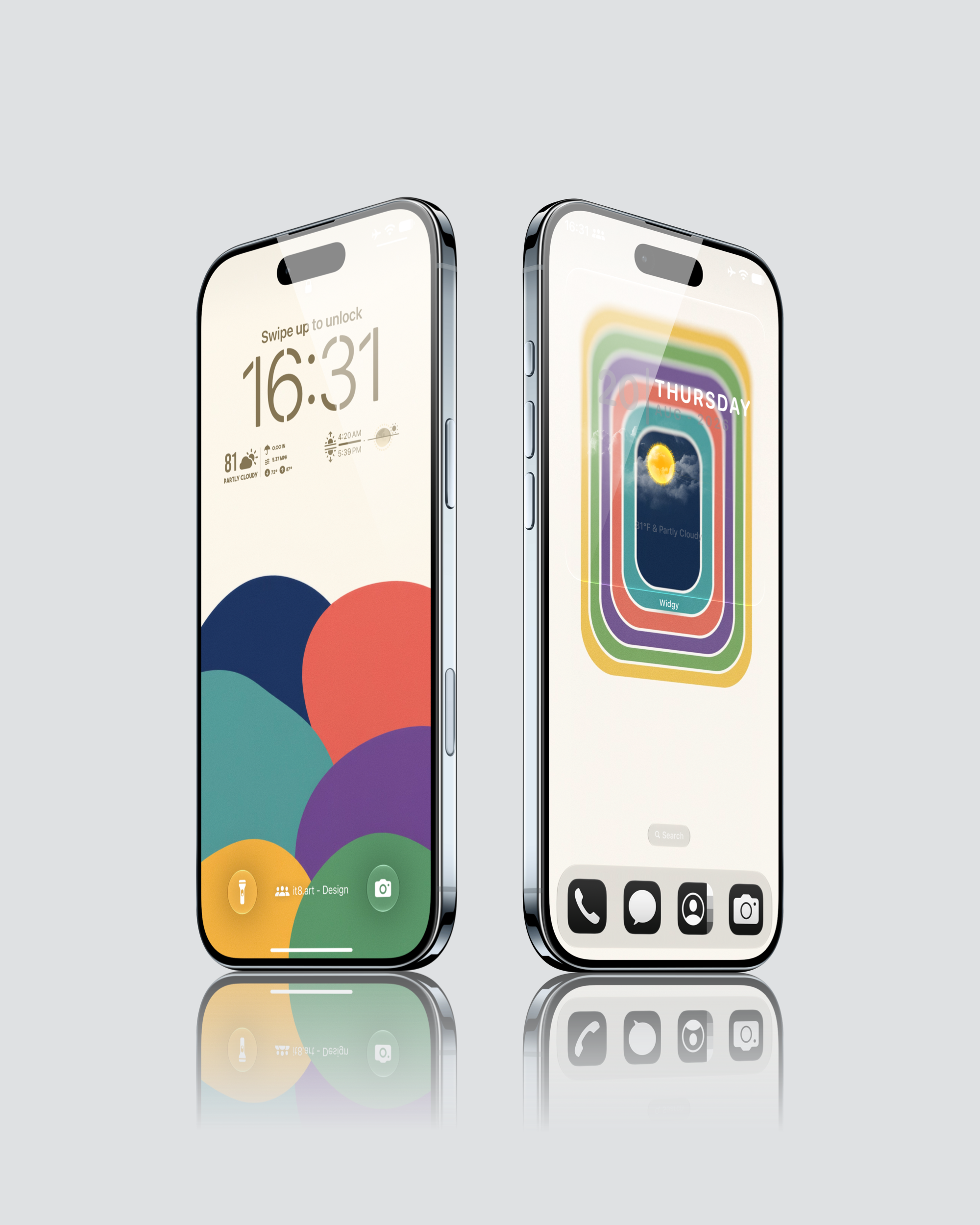 iPhone wallpaper ideas with colorful widgets and custom home screen design
