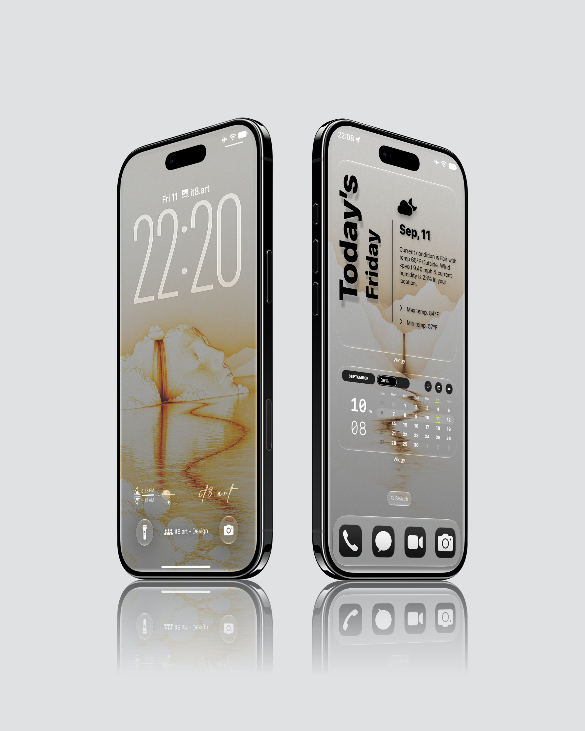 Minimal abstract iPhone wallpapers with soft gold frosted glass texture