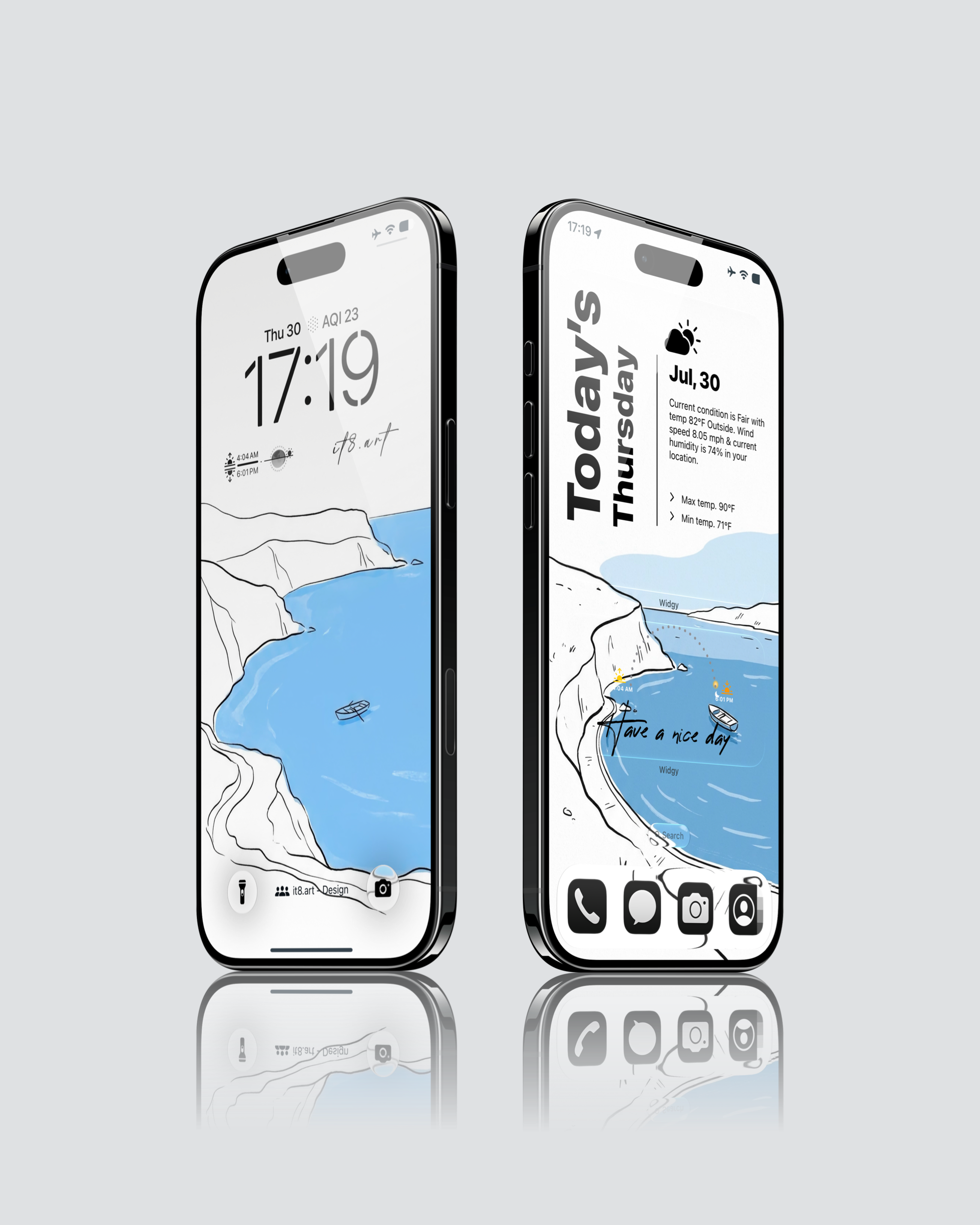 Minimalist hand drawn ocean cliff sketch iPhone wallpaper 4K