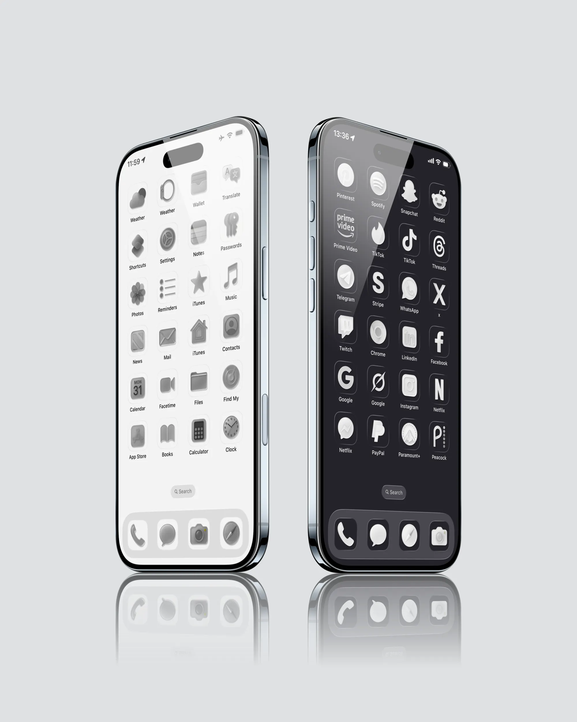 Minimalist iPhone Setup — Monochrome Frosted Glass Icons - iOS screen product by it8.art