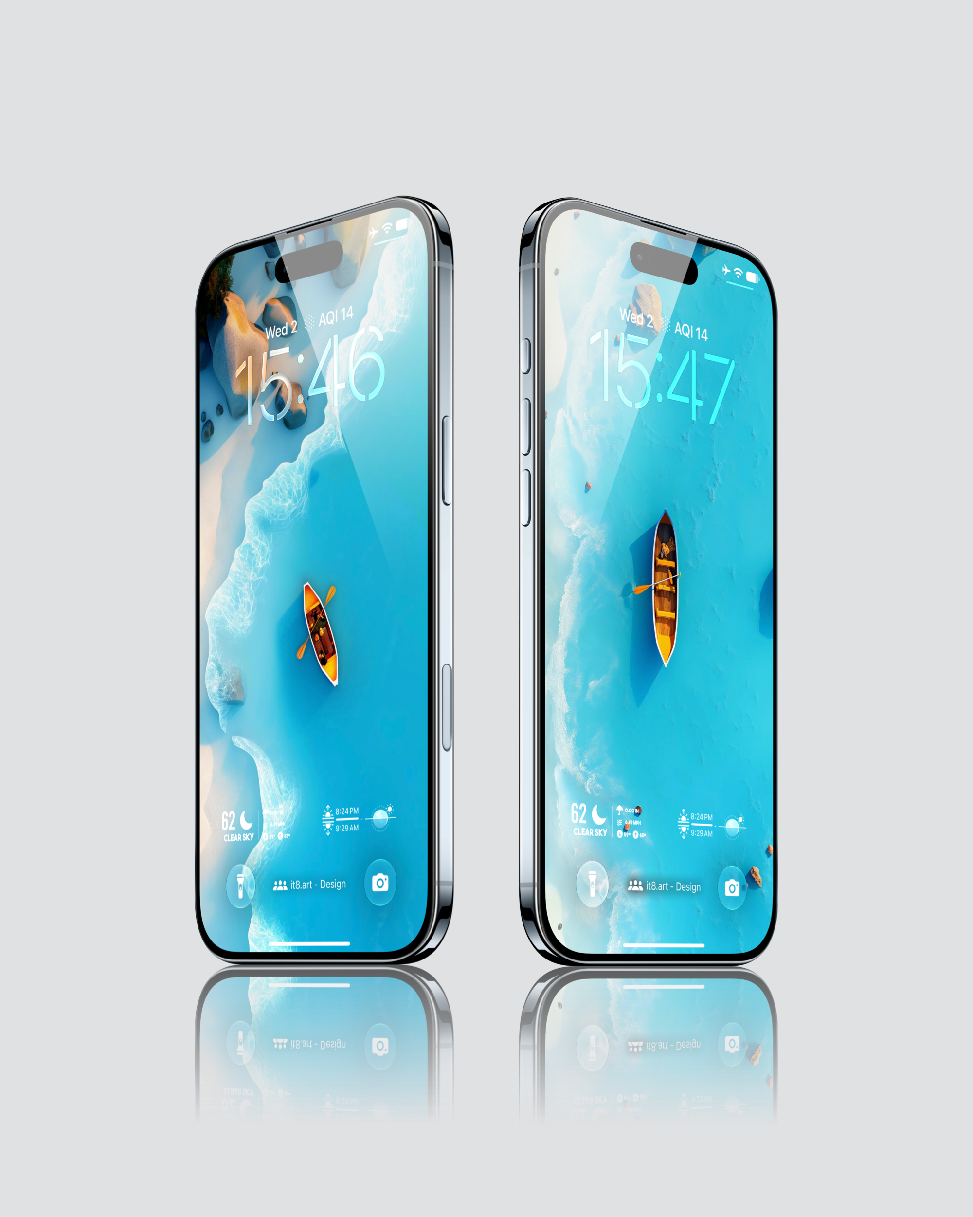 Turquoise beach kayak iPhone lock screen wallpapers