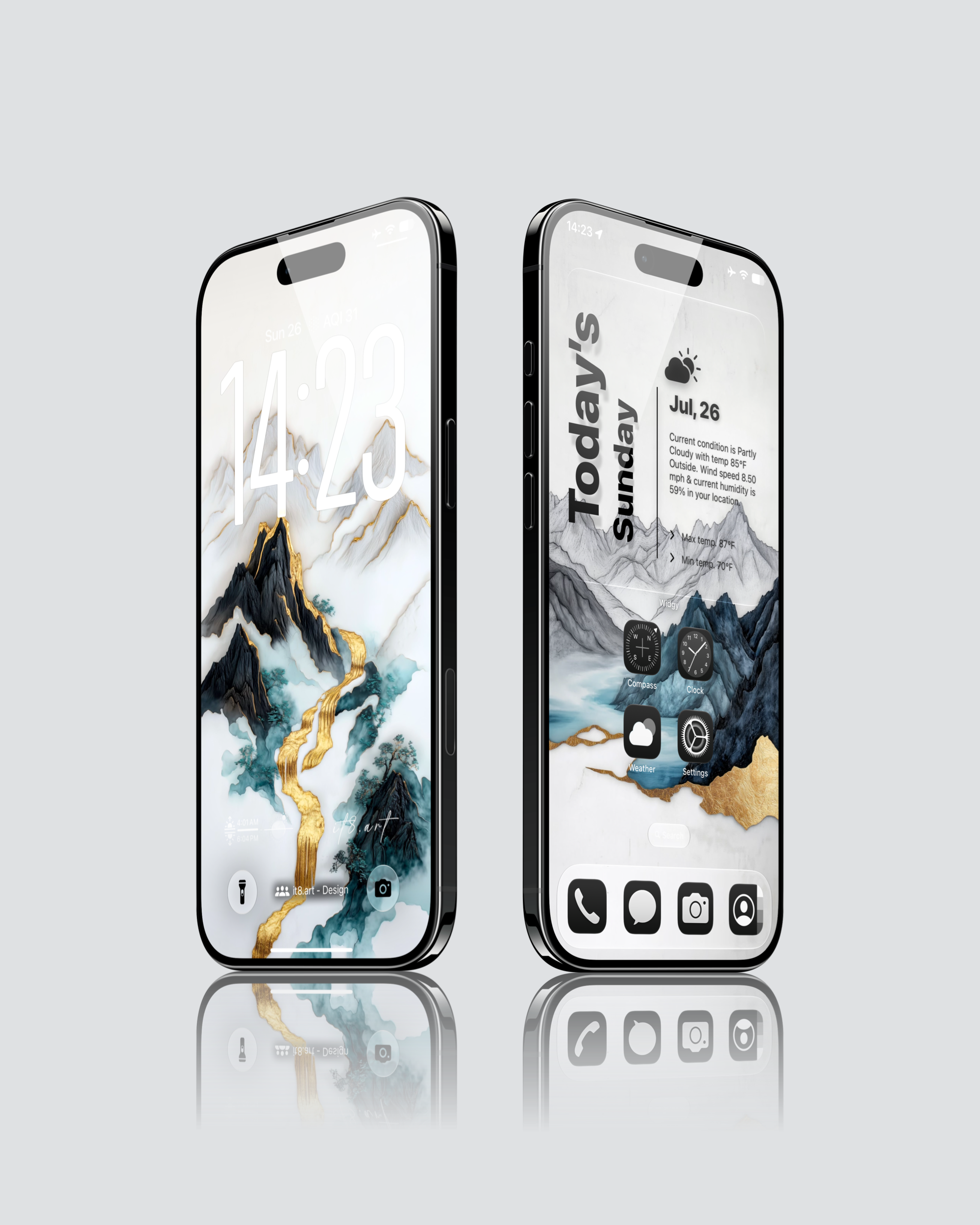 White Mist Chinese Mountain Art iPhone 17 Wallpaper