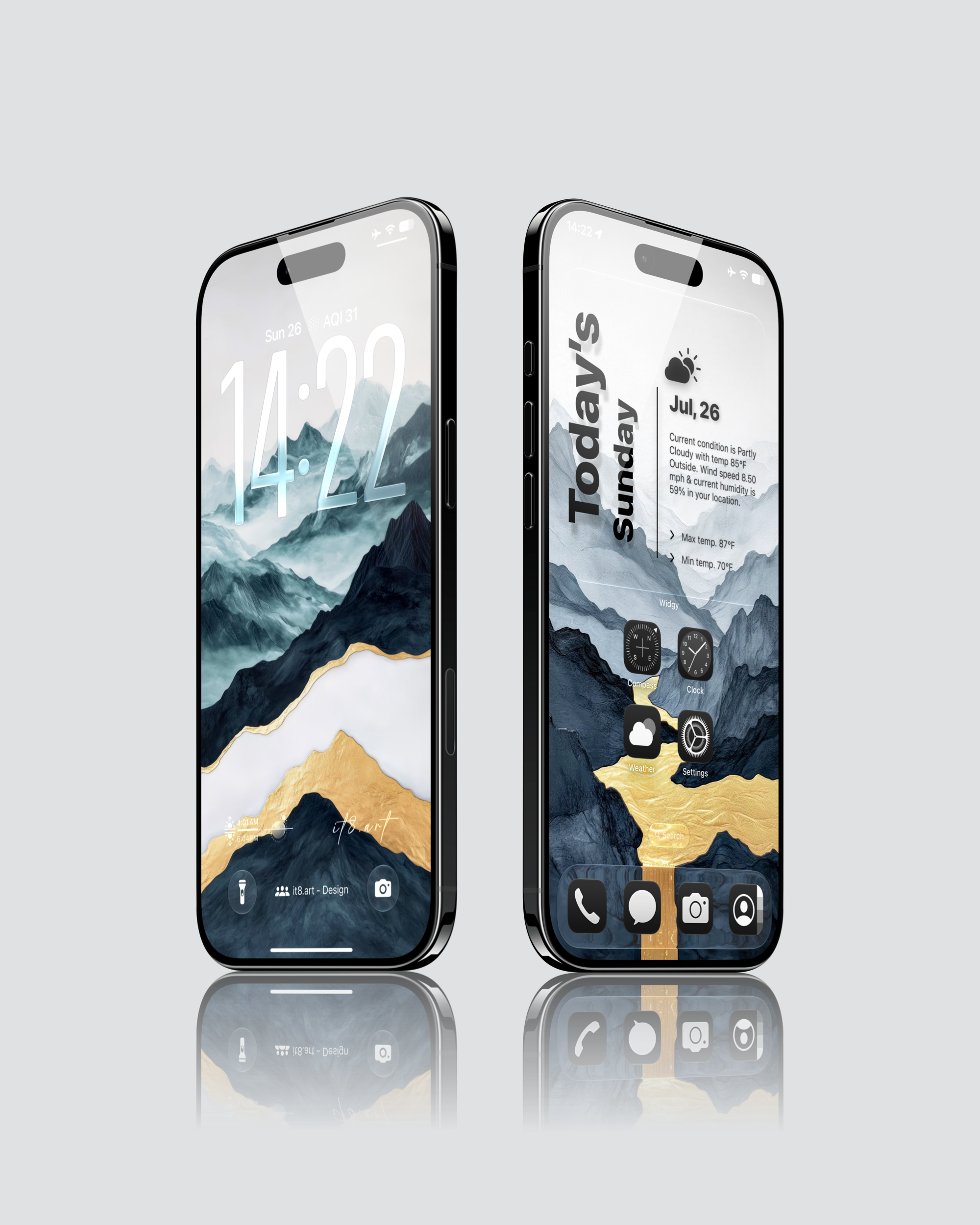 Golden Ink Mountain Landscape iPhone 17 Wallpaper 4K